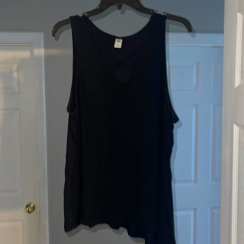 Black tank top with cross cross